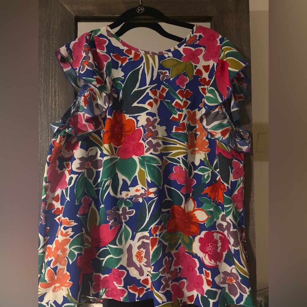 SHEIN Multicolor Floral Tie-Front Blouse